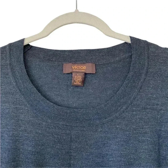 Victor Alfaro Grey Wool Sweater Dress Large 3/4 Sleeves Office Fitted Waist - Picture 3 of 9